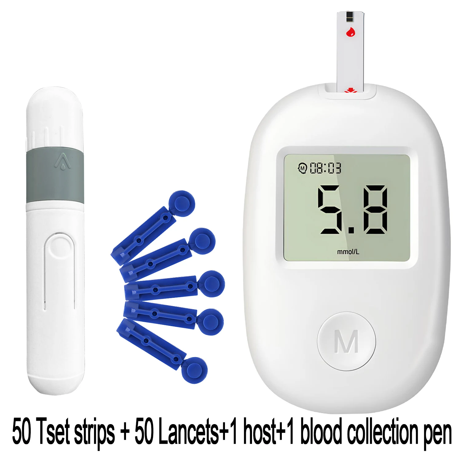 Medidor de glucosa en sangre con tiras reactivas y bolígrafo lanceta ...
