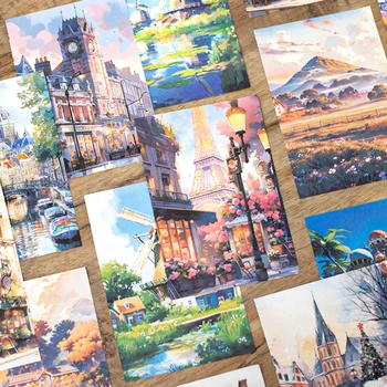 Mr. Paper, Anime Style Castle Beach Material Paper, Scrapbook Notebook Diary Photo Frame Decorative Card Paper, 50 Sheets/book 1