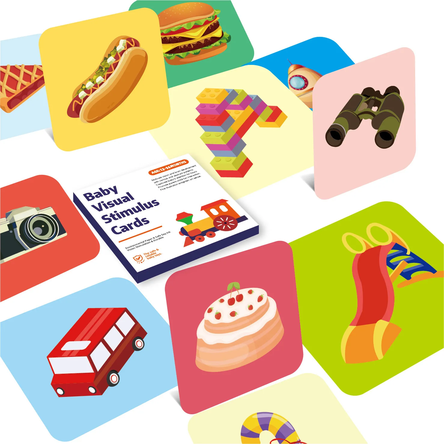 Newborn High Contrast Flashcards Black&White Sensory Toys for 0-3Y Infants Montessori Brain Development with Texture Cards