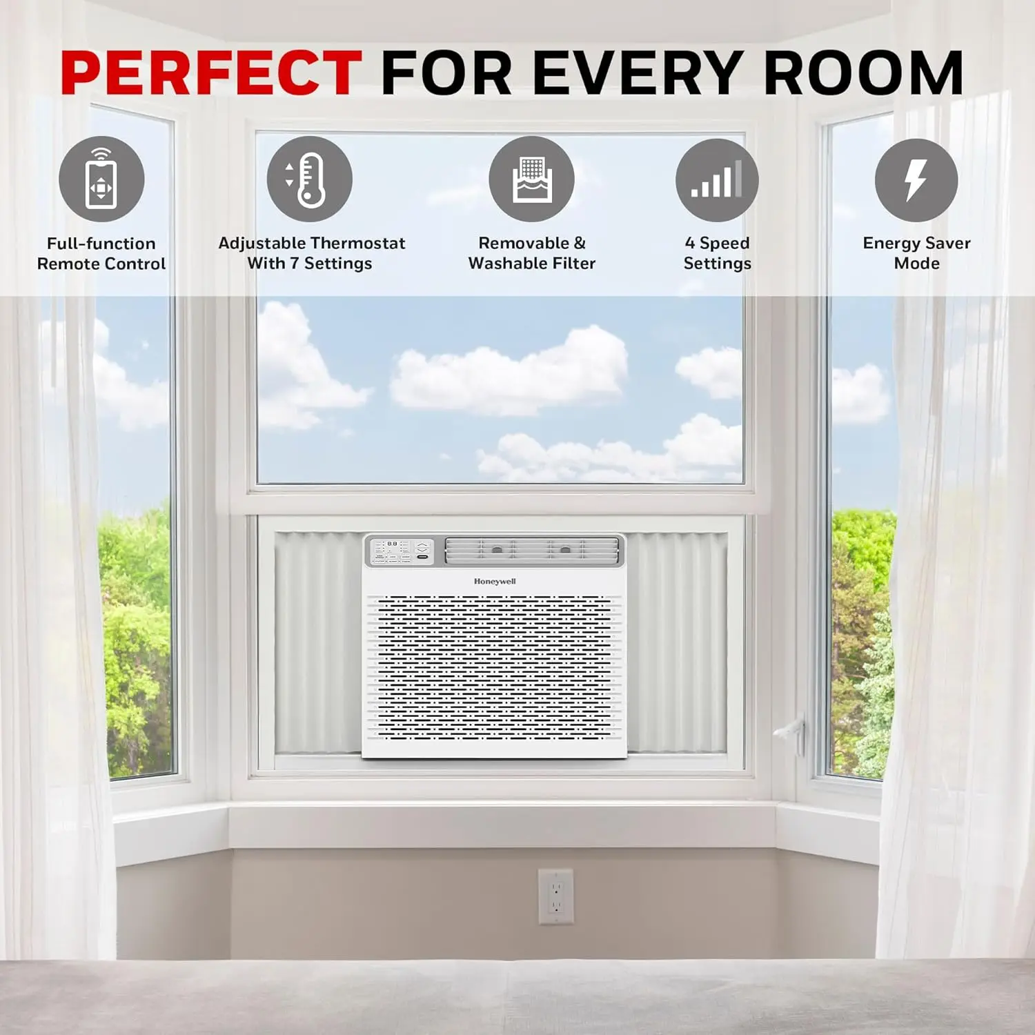 14,000 BTU Digital Window Air Conditioner, Remote, LED Display, 4 Modes, Eco, 800 sq ft Coverage 3