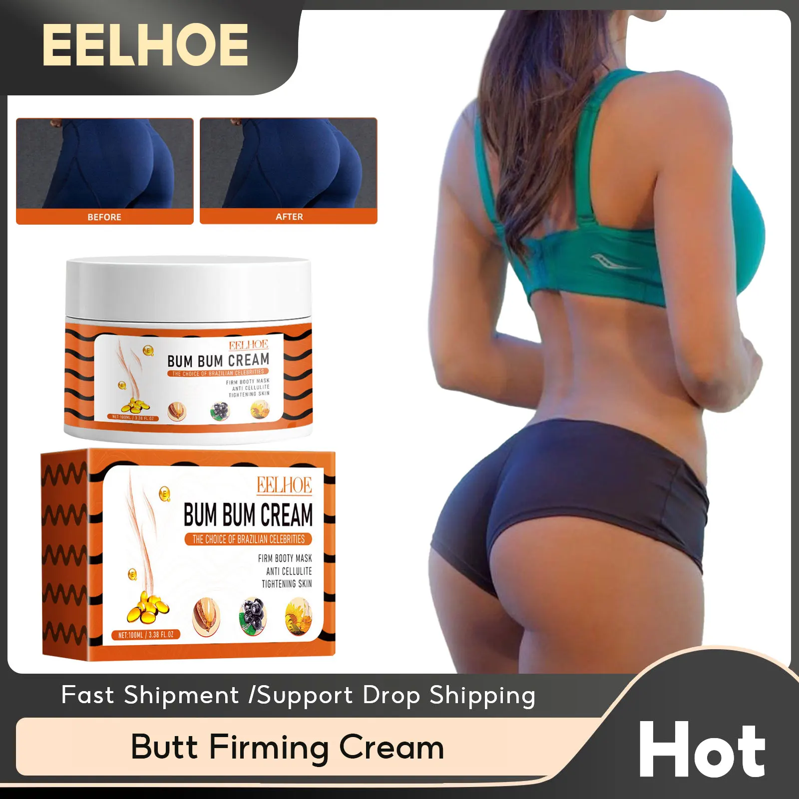 EELHOE Women Hip Lift Up Buttock Enlargement Firm Essential Oil Cream Prevent Sagging Shaping Sexy Body Buttock Care Cream 100ml