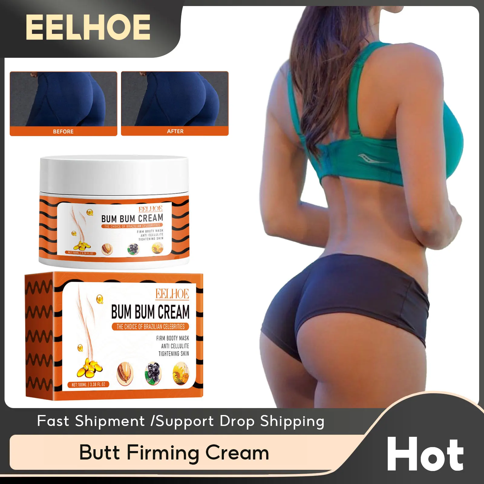 

EELHOE Women Hip Lift Up Buttock Enlargement Firm Essential Oil Cream Prevent Sagging Shaping Sexy Body Buttock Care Cream 100ml