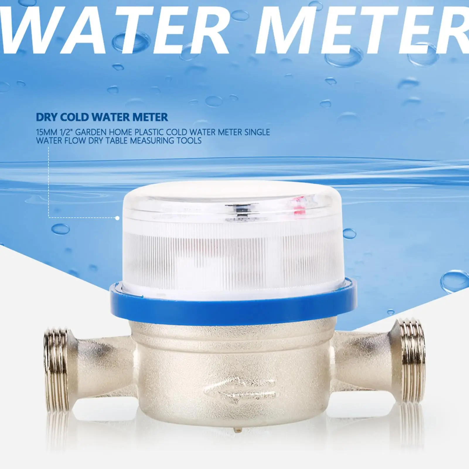 15mm 1/2 Digital Garden Water Meter-Plastic Cold Water Flow Gauge, Household Liquid Measuring Tool