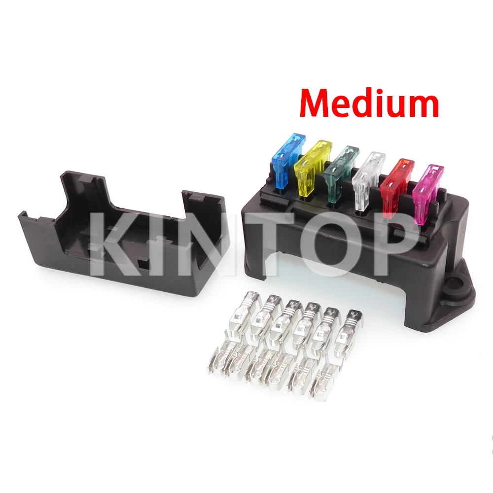

1 Set 6way Car Fuse Holder Assembly Standard Auto Insurance Socket Starter Middle Black Automobile Wire Controller Box