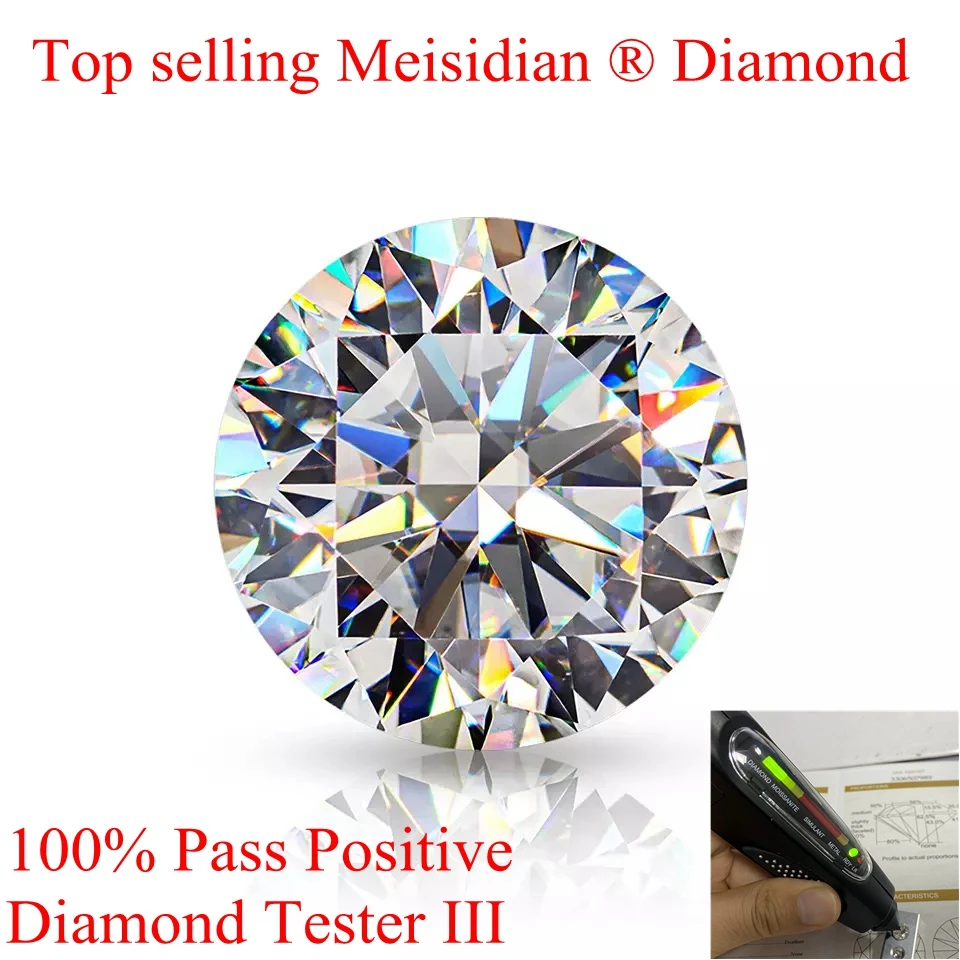 

Meisidian 100% Promise Pass Positive Diamond Tester III D VVS 1 Carat Loose Moissanite Diamond Gemstone