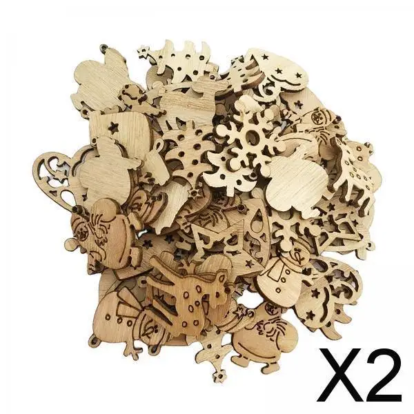 

2-4pack 100x Wooden Shapes Pieces Embellishment Wood Slices Christmas Elk