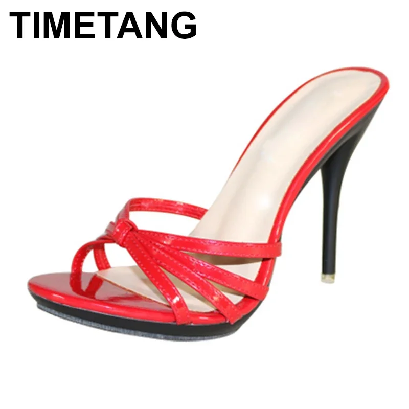 TIMETANG Summer New Sexy Openwork Woven Stiletto Sandals Slippers Comfortable one with ladies outdoor casual Slides shoes