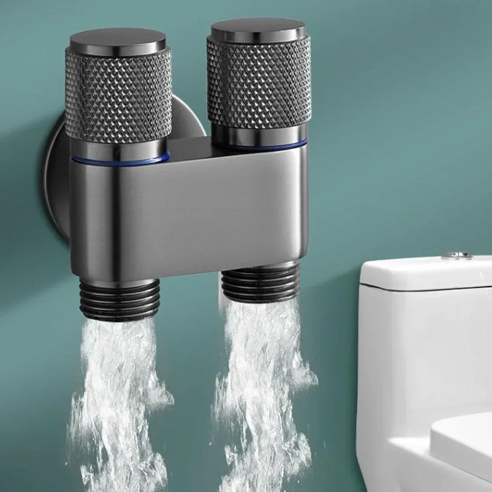 G1/2 1 In Two Out Double Control Washing Machine Faucet Toilet Triangle Valve Kitchen Sink Bathroom Basin Faucet