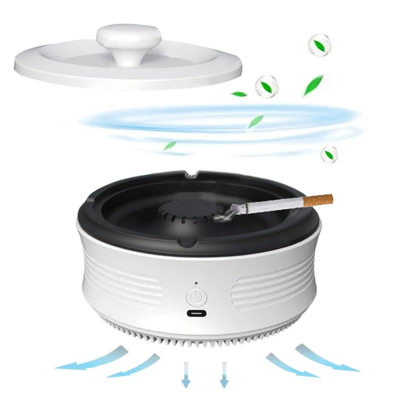 2 In 1 Electric Ashtray Air Purifier Type-C Charging Intelligent Sensing Purification Smoke Dustproof Ash Tray Cigarette Holder air purifier ashtray