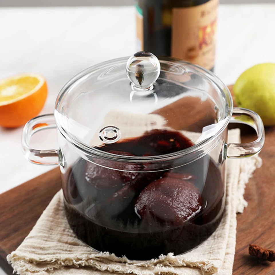 Glass Cooking Pot with Lid for Versatile Dishes