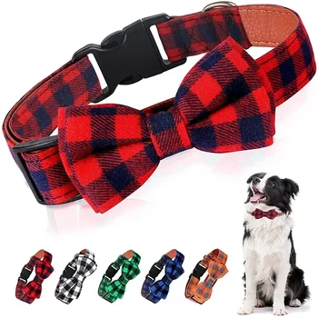 Adjustable Plaid Dog Bow Tie Cat Bowtie Soft Pet Neckwear for Small Medium Dogs Puppy Chihuahua Best Gift Idea