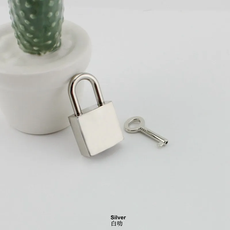 5-20sets High quality gold Padlock standard gold silver bronze handbag bags closured locks with 1 key Bag hardware accessories