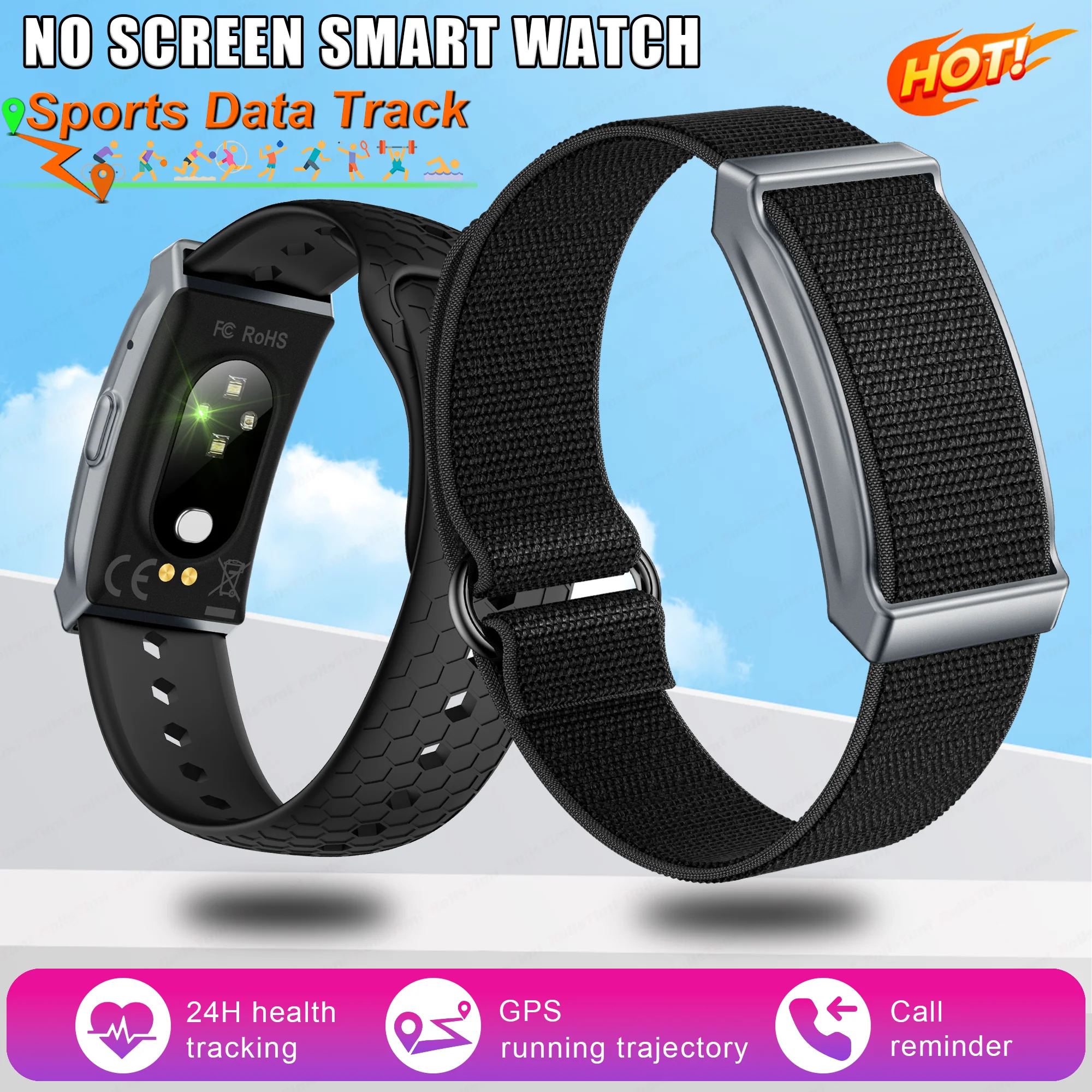 Screen Less Watch 2025 new NO Screen smart bracelet heart rate blood pressure blood ...