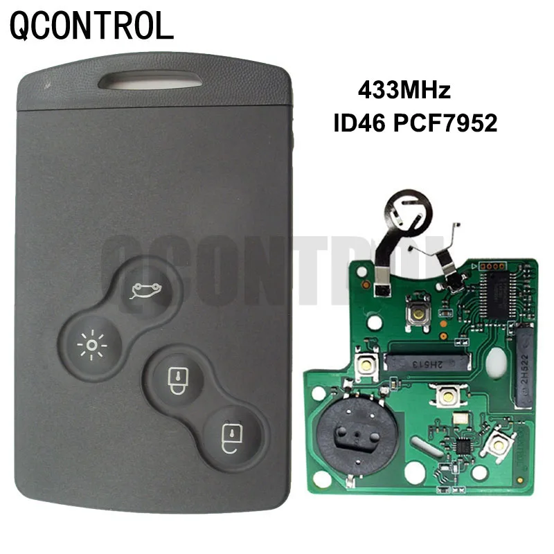 QCONTROL 4 Buttons Car Smart Remote433Mhz with 7952 Chip  Key Suit for Renault  Koleos Scenic