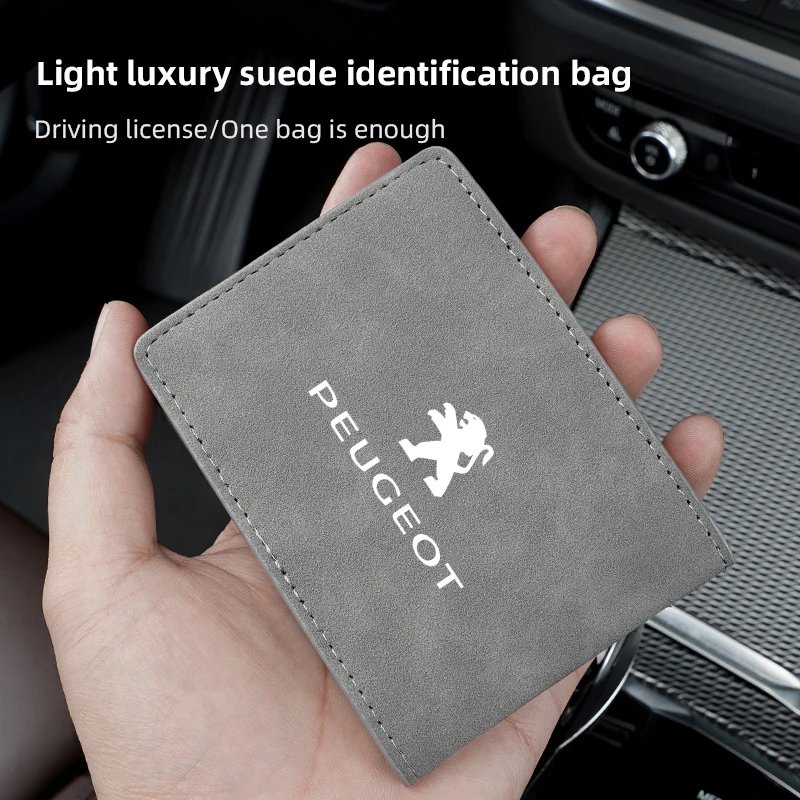 Car Driver's License Card Holder Suede Card Bag for Peugeot 208 3008 206 308 2008 207 107 508 607 106 406 407 307 301 5008 4008