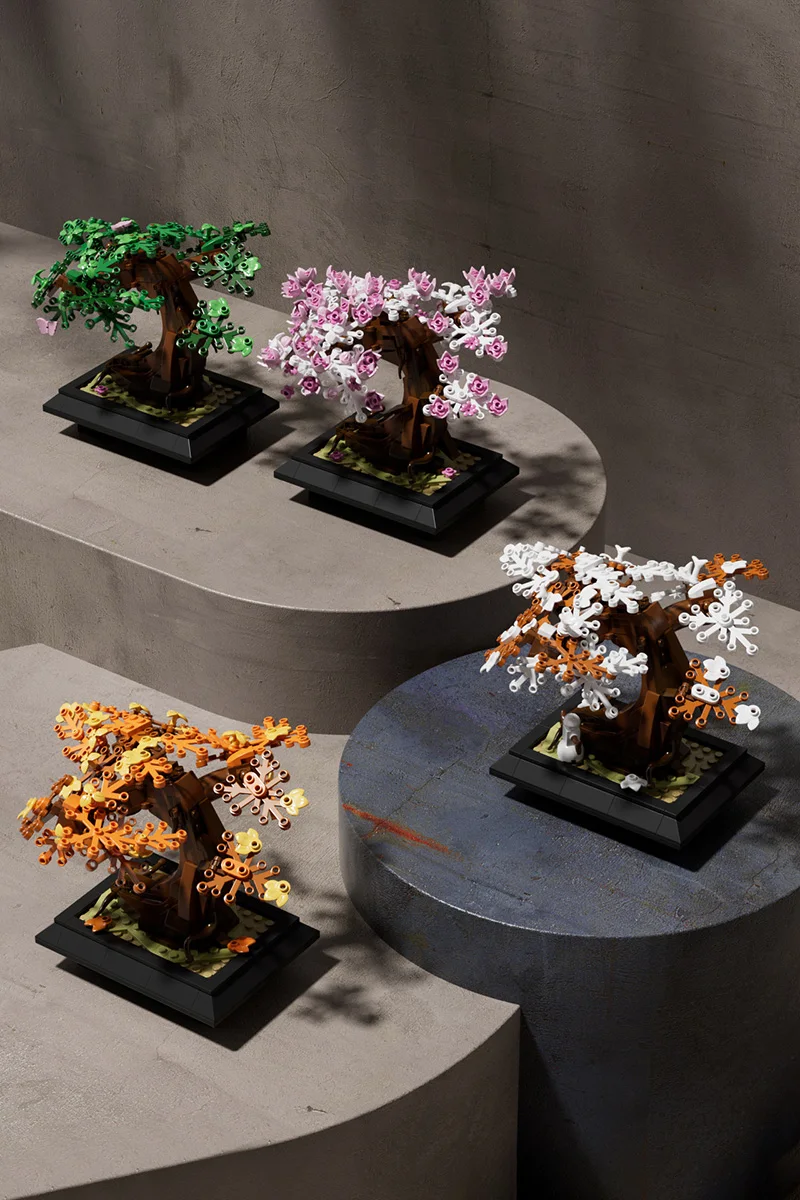MOC Bonsai Baum Bausteine Set Vier Saison Blume Bonsai Topfpflanze Hause Dekoration Ziegel DIY Botanische Spielzeug Erwachsene Geschenk – Detail 2