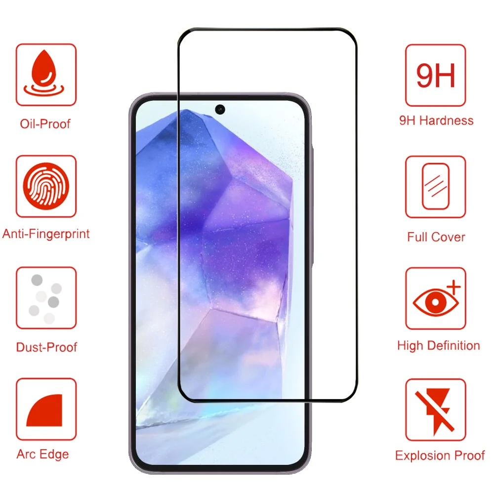 Pelicula, Glass Film For Samsung A55 A35 A25 A15 Tempered Glass Samsung S24 Ultra Screen Protector Samsung Galaxy A54 A34 A24 A14 Cristal templado