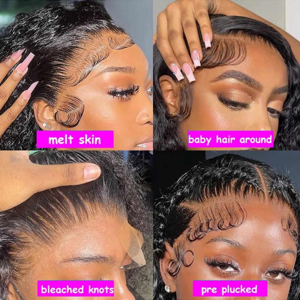 Deep Wave Lace Front Wigs Human Hair 200% Density Curly Lace Front Wig Human Hair 13x4 HD Transparent Glueless Lace Frontal Wigs