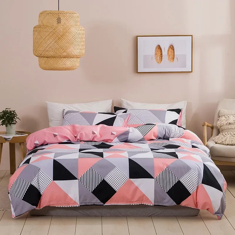 thumbnail image 1 of Juego de ropa de cama tamaño queen con estampado geométrico, suave y cómodo, juego de funda nórdica tamaño king, económico, duradero, funda de edredón individual y doble, sin sábana, 1 of 5