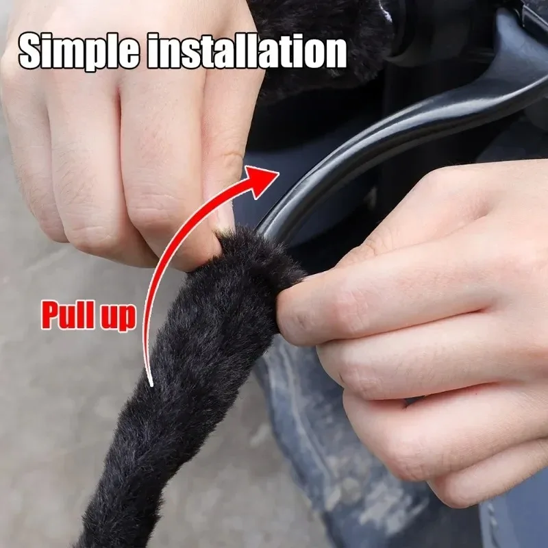 Plush Fleece Handlebar Covers for Motorcycle Bike Scooter Winter Warm Windproof Cold Weather Protection Comfort Grip Accessories