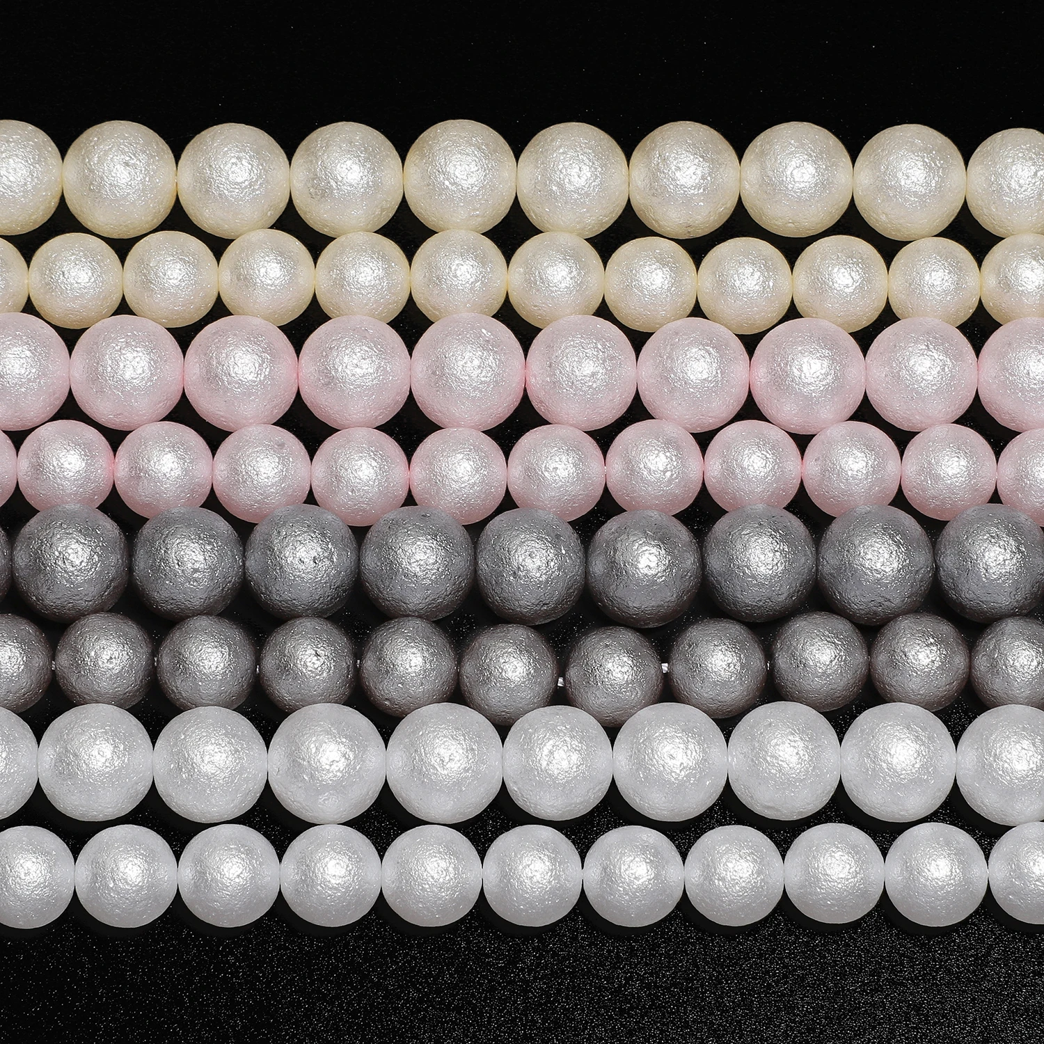 Elegant White and Pink Wrinkled Imitation Pearl Glass Beads - Perfect for DIY Jewelry and Accessories