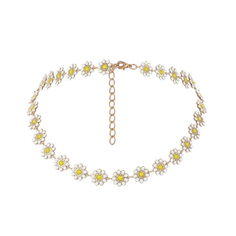 Flower Daisy Clavicle Chain Necklace Women Choker Statement Wedding Bridal Pendant Jewelry Korean Girls Gift Neck Accessories