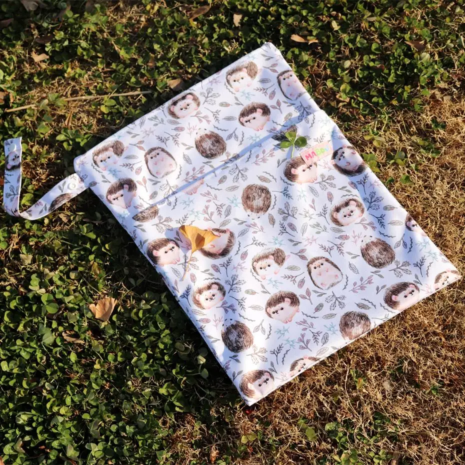 30x40cm Wet Bags Baby Diaper Bag Waterproof Dry Nappy 2 Zipper Handbag Stroller Carry Pack Travel Outdoor Wet Diaper Storage Bag 4
