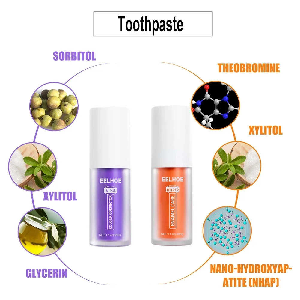 Oral Hygiene Care Teeth Whitening Toothpaste Mousse Color Corrector Essence Serum Tooth Cleaning Powder Dental Stain Remove V34