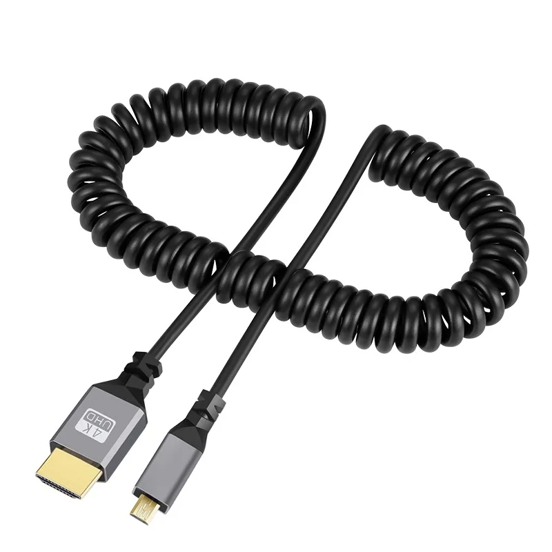HDMI Cable 4K HDMI Spring Cable Male to Male Left Right up Down Mini Micro hdmi Coiled Extension Flexible Spiral Cable Plug