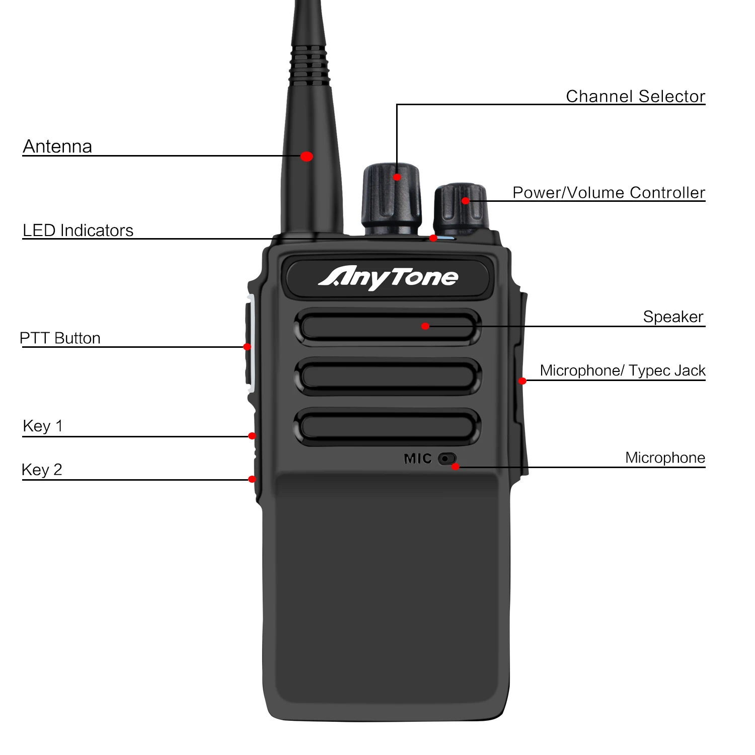 Walkie Talkie Anytone AT-D168 UHF 400-480MHz 5W 256Ch DTMF 2TONE 5TONE AES256 ARC4 Encryption Digital DMR&Analog Two Way Radio 6