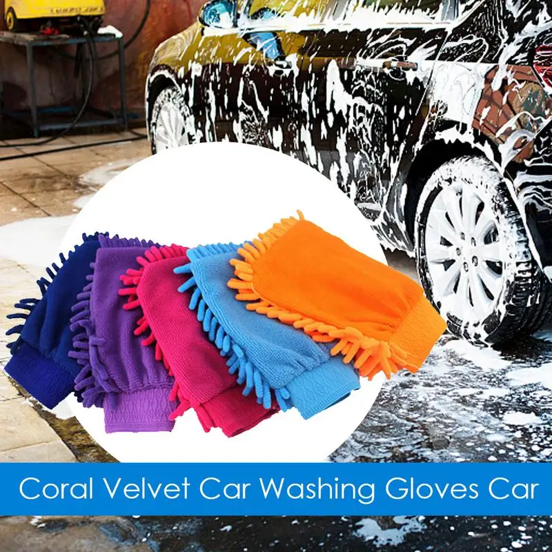 

Car Wash Gloves Auto Cleaning Mitt Glove Automobile Wash Microfiber Chenille Glove With High Water Absorption Cleaning Accessory