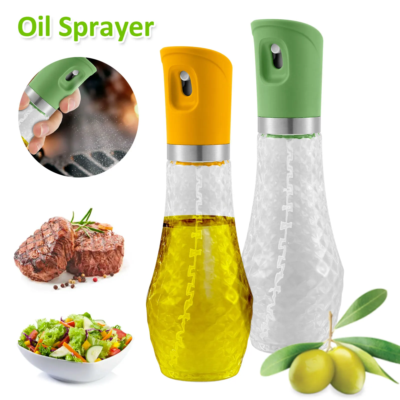 

260ml Glass Oil Sprayer Refillable Olive Oil Spray Bottle Sprayer Mister Portable Oil Vinegar Spritzer Home Kitchen Gadgets