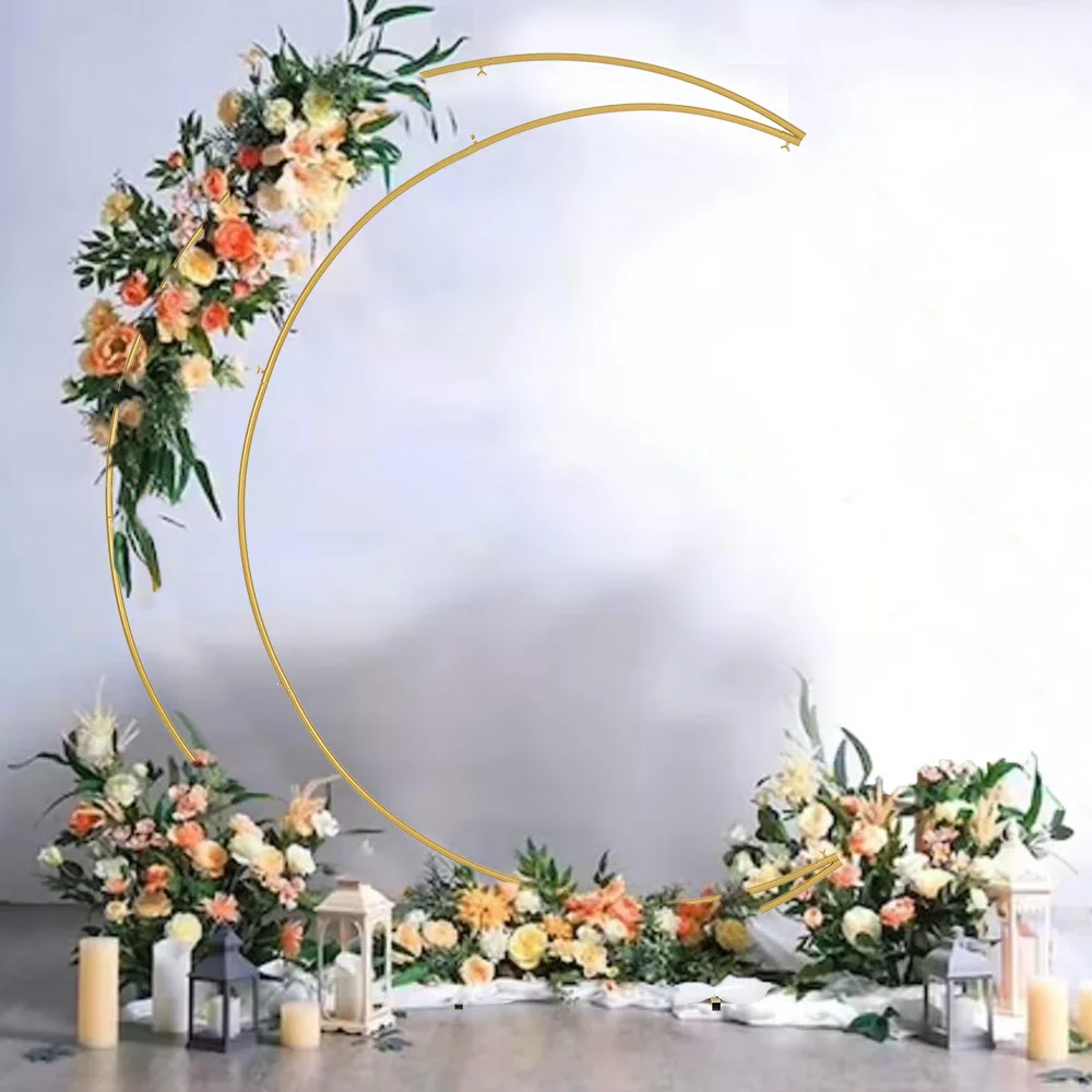6.9ft Balloon Arch Stand Curved Wedding Arch Backdrop Stand Half Curve Moon for Ceremony Birthday Party Bride Christmas