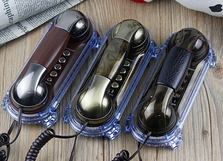 Telephone Landline Wall-mounted Household Retro Antique Small Extension Corded Metal Button