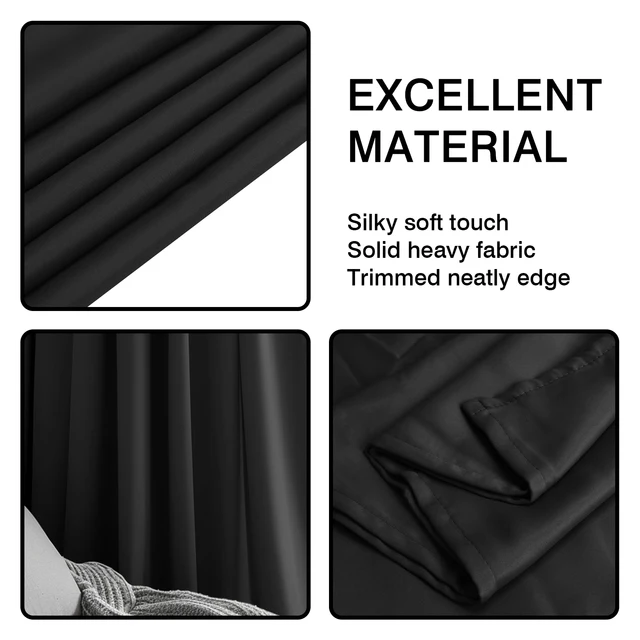 1/2PC Eyelet tende oscuranti pannello per tendaggi con isolamento termico a luce Super morbida per camera da letto soggiorno finestra per ufficio grigio nero 4