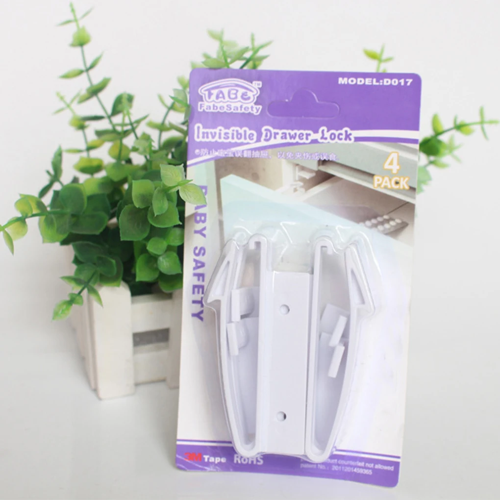 

4pack/lot Cabinets Child-proof Children Lock Fits Most Cabinets Easy To Install Drawer Lock Children