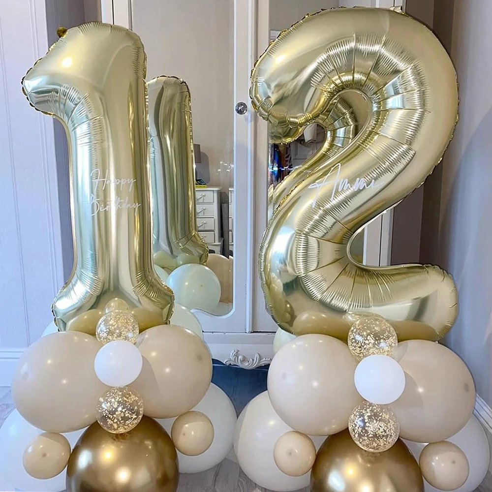 40 Zoll Champagner-Gold Große Zahlenballons 0-9 Hellgold Folien-Heliumballons Große Zahlen für Geburtstagsfeier Jubiläumsdekoration – Detail 7