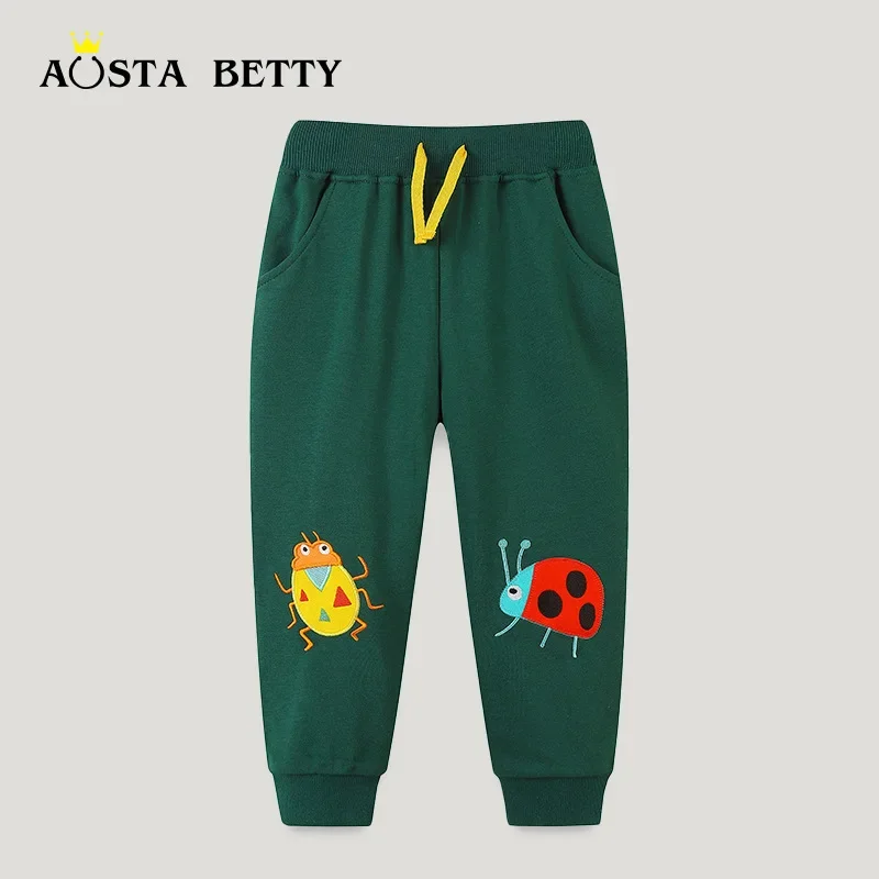 

Детские штаны с капюшоном AostaBetty, Осенние новые спортивные штаны с мультяшной вышивкой в европейском и американском стиле