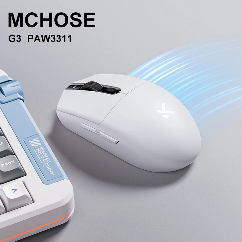 Gaming Mouse Wireless MCHOSE G3 PAW3311 1K Hz Returns Bluetooth Tri-Mode Connection 500/800 mAh for Gaming/office