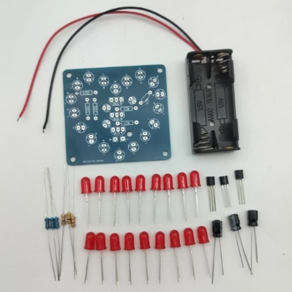 DIY 하트 모양의 깜박이는 램프 키트 18개의 빨간색 LED 아날로그 회로 납땜 프로젝트(부품 및 지침 포함) 5.6 5.2cm