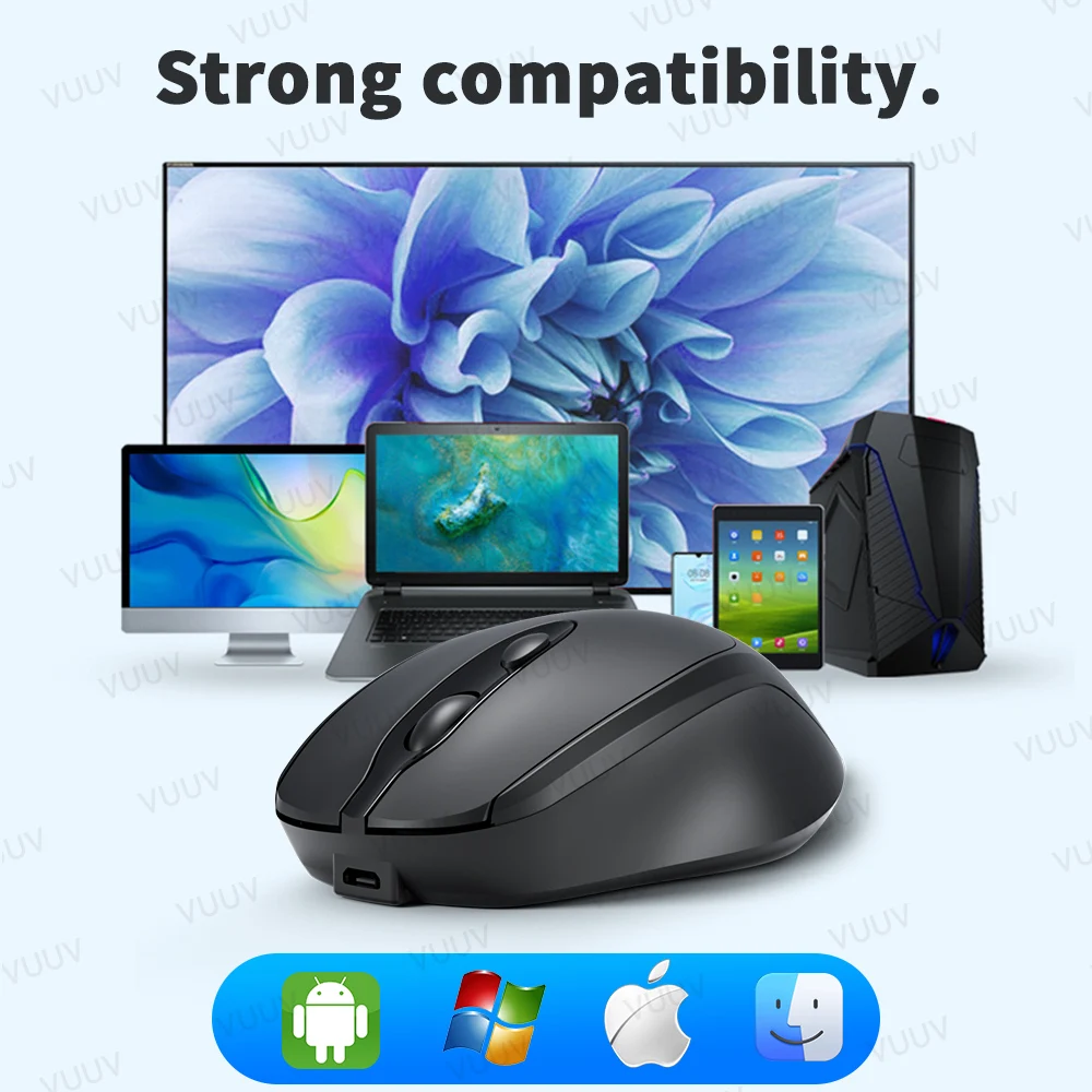Wireless Mouse Ergonomic Bluetooth Rechargeable 1600DPI MacBook Tablet Laptop Accessories