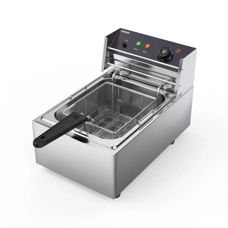 220V Single Cylinder Electric Deep Fryer Commercial Frying Equipment for French Fries and Chicken