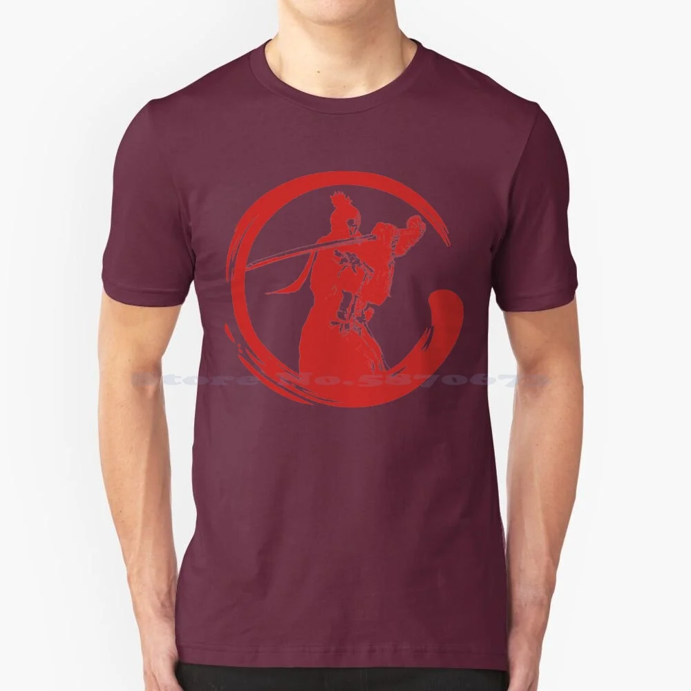 Sekiro Shadows Die Twice Enso Silhouette Red T Shirt 100% Cotone Tee Da Software Shadows Die Twice Gaming Dark Souls Samurai
