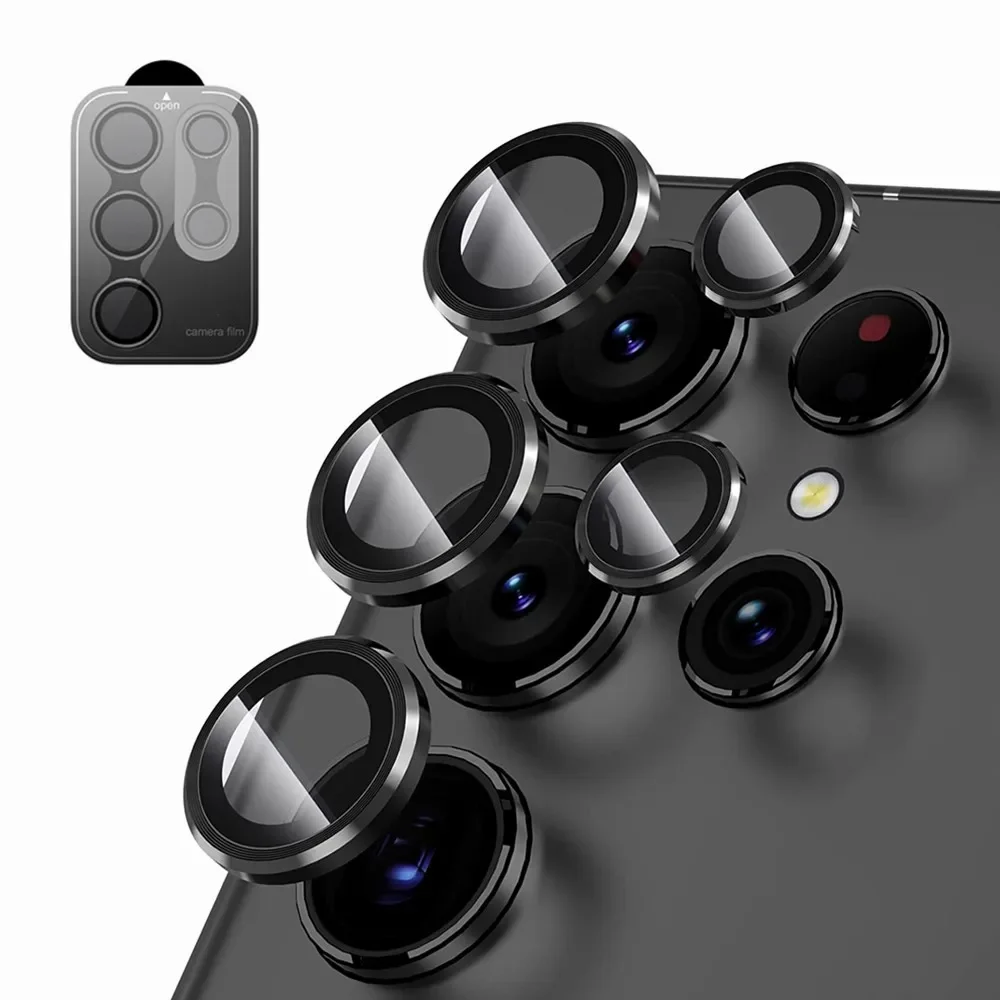 Premium Tempered Glass Camera Lens Protector with Metal Cover