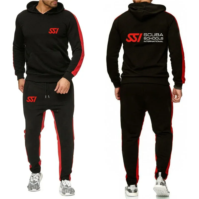 

Scuba Diving Dive SSI Printing Men's Tracksuit Sets Trend Casual Fleece Hooded Sweatshirt&Pant 2Pcs Suit Sportswear Clothing
