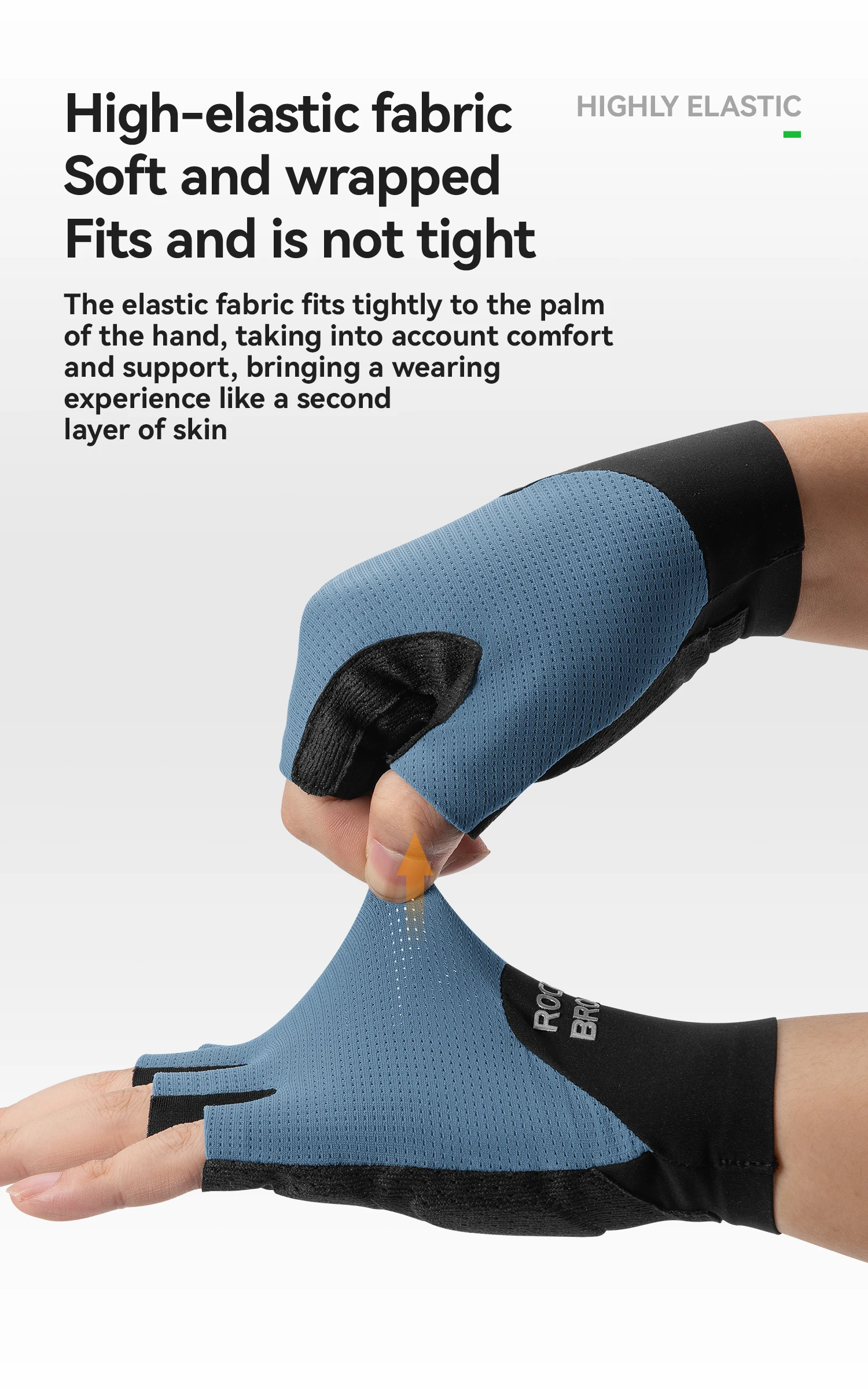 ROCKBROS Fahrradhandschuhe Stoßdämpfende Fahrradhandschuhe Halbfinger Nahtlose Atmungsaktive Fahrradhandschuhe mit XRD-Handflächenpolster – Detail 7
