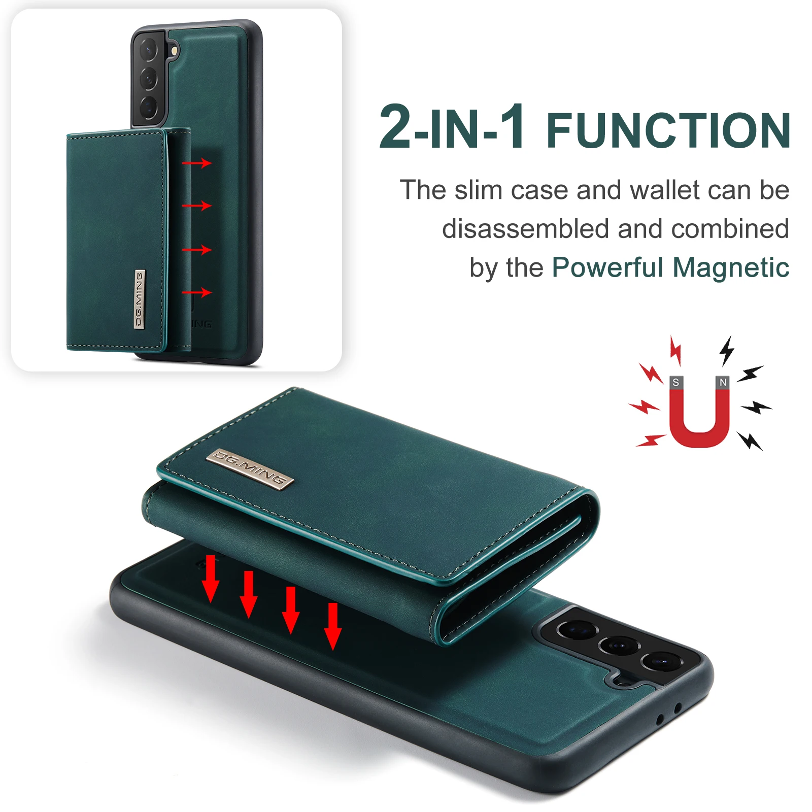 

DG.MING Intelligent Divide Magnetic Cover for Samsung Galaxy S23 S22 S21 S20 Note 20 A71 A12 A22 A32 A72 PU Leather Wallet Case
