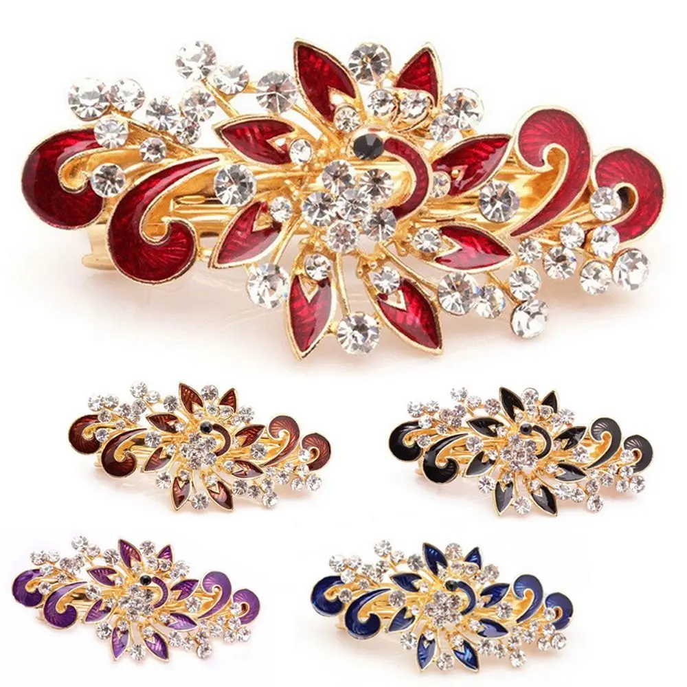 

Accessories Women Girl Colorful Crystal Hair Clip Peacock Hairpin Jewelry Shinning Rhinestones
