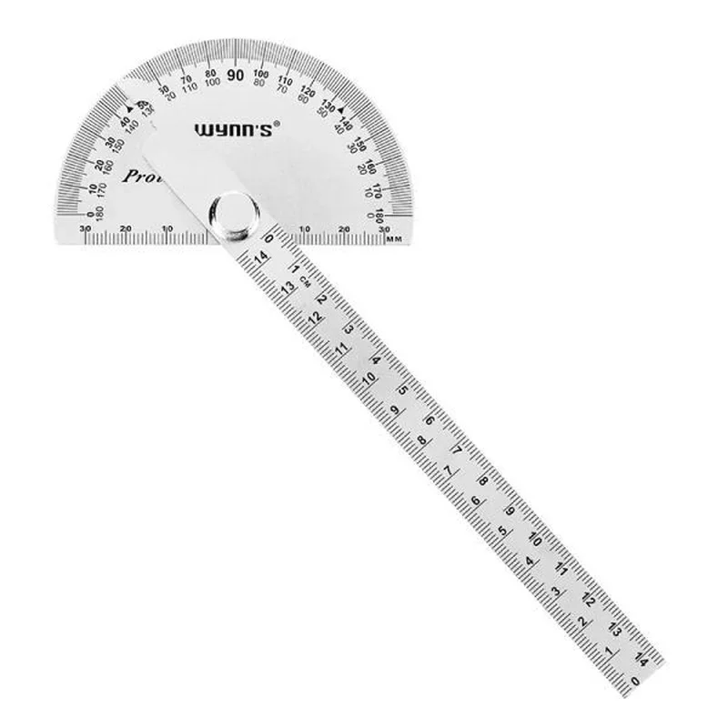 W0262A 90X150MM 180도 스테인레스 스틸 각도기 원형 각도 눈금자 도구