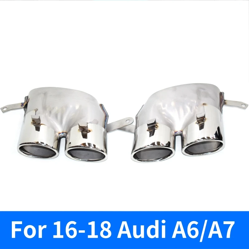 Exhaust pipe modification four-outlet tailpipe stainless steel tip muffler nozzle For 16 17 18 Audi A6 A7 S6 S7 model
